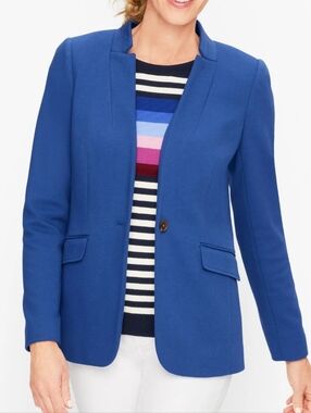 Talbots Easy Knit Blazer Blue Twill Sport Coat Women's Size 12